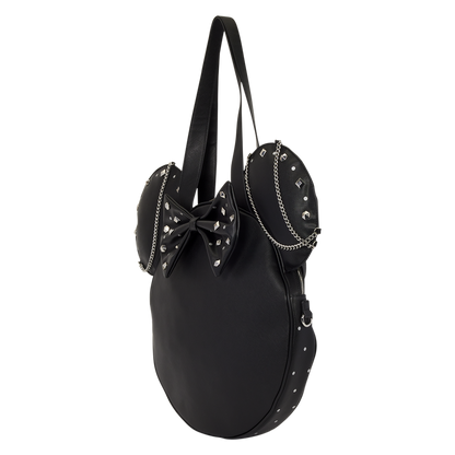 MINNIE MOUSE STUDS & CHAINS OVERSIZED FIGURAL LOUNGEFLY TOTE BAG