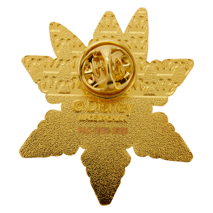 Gold star-shaped Tinker Bell Disney pin on a white background