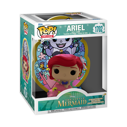 Funko Pop! Deluxe Ariel (ursula stained glass) packaging from The Little Mermaid on a white background