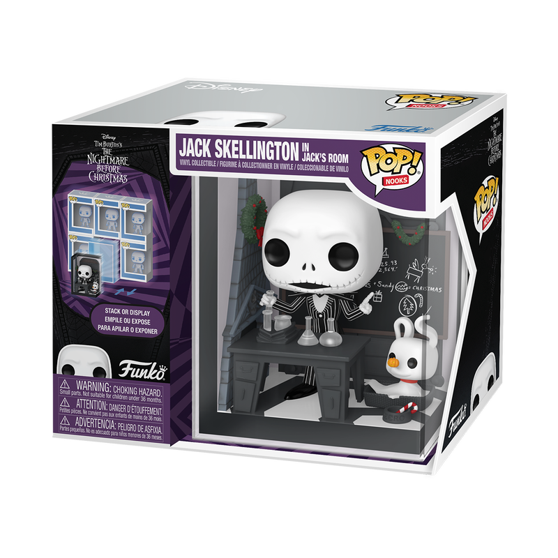 Funko Pop! Jack Skellington figure in packaging with 'The Nightmare Before Christmas' branding.
