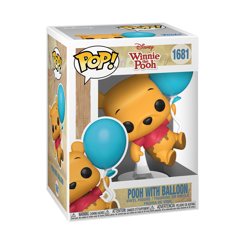 Funko Pop! vinyl figure packaging of Winnie the Pooh with a balloon, Disney brand visible