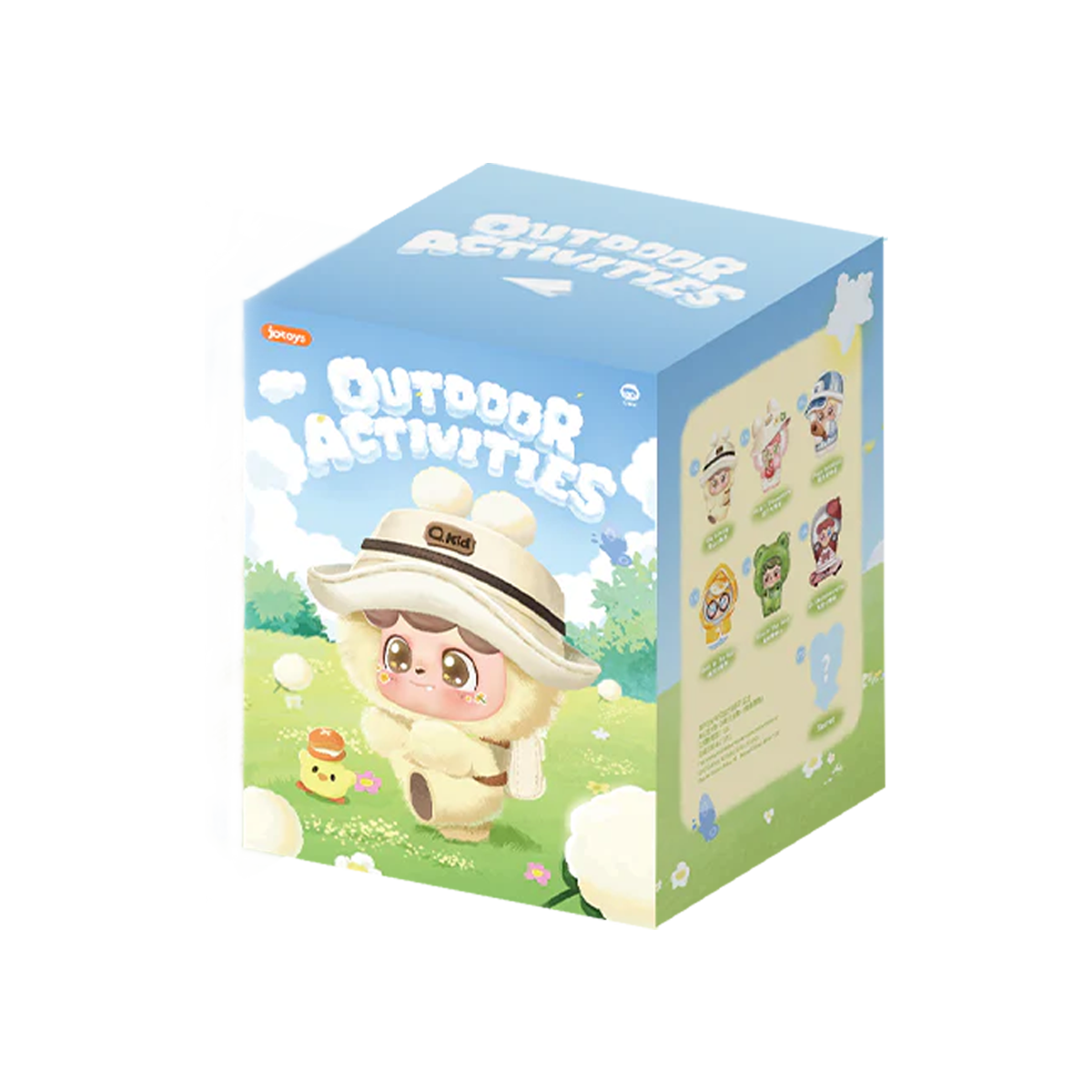 A box of 'Outdoor Activities' with Q Kid character on a white background