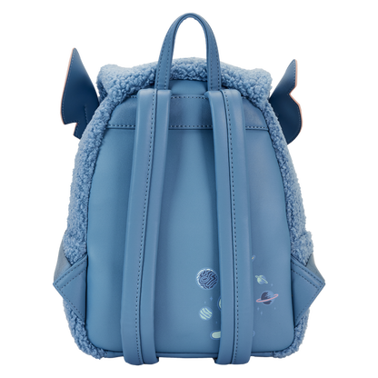 Blue backpack with Stitch ears on a white background