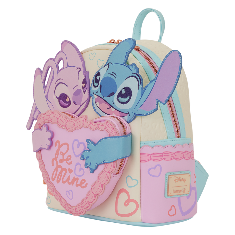 Loungefly backpack with Stitch & Angel character design on a white background