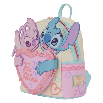 Loungefly backpack with Stitch & Angel character design on a white background