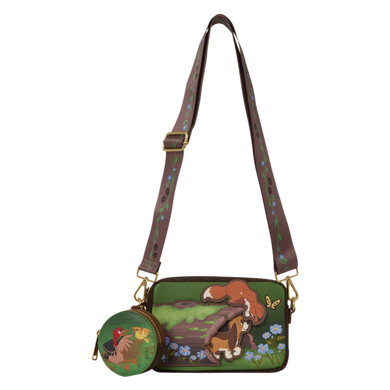THE FOX AND THE HOUND TOD & COPPER LOUNGEFLY SLING CROSSBODY BAG WITH COIN BAG