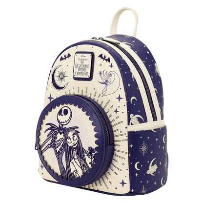 THE NIGHTMARE BEFORE CHRISTMAS JACK SKELLINGTON & SALLY NIGHT SKY LOUNGEFLY MINI BACKPACK