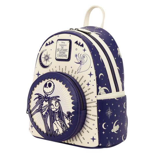 THE NIGHTMARE BEFORE CHRISTMAS JACK SKELLINGTON & SALLY NIGHT SKY LOUNGEFLY MINI BACKPACK
