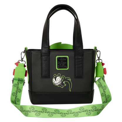 THE NIGHTMARE BEFORE CHRISTMAS MAN-EATING WREATH GLOW LOUNGEFLY MINI TOTE CROSSBODY BAG