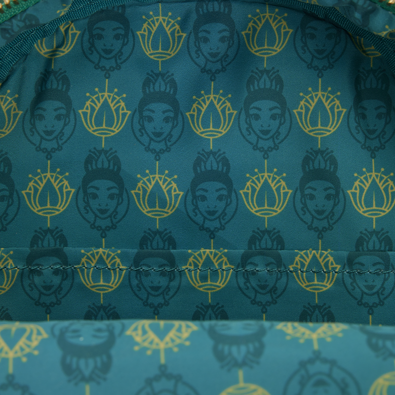 Patterned Tiana fabric and floral designs on a blue background