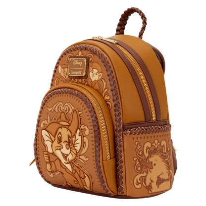Brown the rescuers down under loungefly backpack with decorative elements and jake, miss bianca e design on a white background & bernard 
