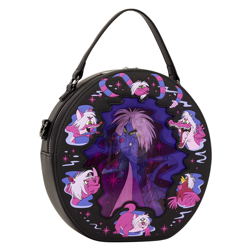 THE SWORD IN THE STONE MADAM MIM LENTICULAR LOUNGEFLY CROSSBODY BAG