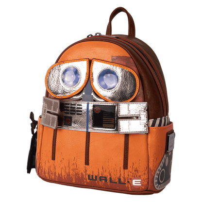 Wall-E brown loungefly backpack designed like a character from a popular Pixar franchise on a white background