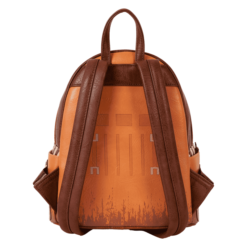 Brown Faux leather Wall-E Loungefly backpack with visible brand logo on a white background