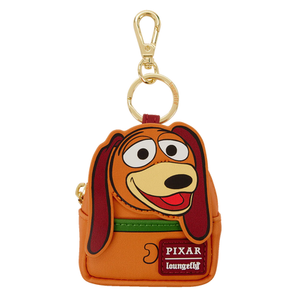 Loungefly Slinky bag charm with a cartoon dog design featuring Pixar branding on a white background