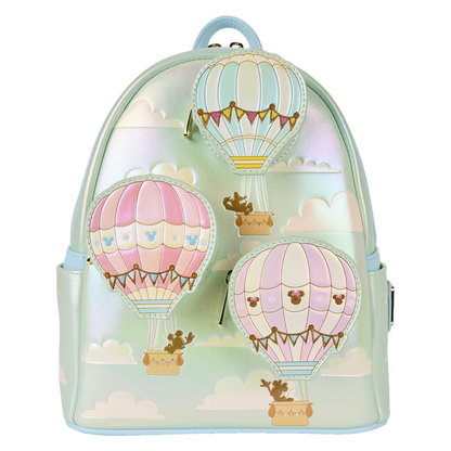 Mickey & Friends Loungefly backpack with hot air balloon design on a white background