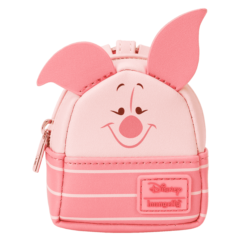 Pink piglet Loungefly bag charm from Winnie the Pooh on a white background