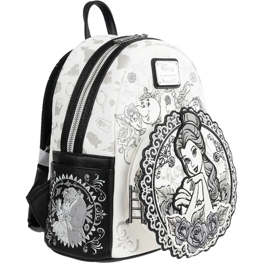 Beauty and the Beast Belle Sketch Mini Backpack with Belle and the Beast holding each other