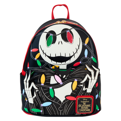 Backpack with Christmas Jack Skellington design from 'The Nightmare Before Christmas' on a white background