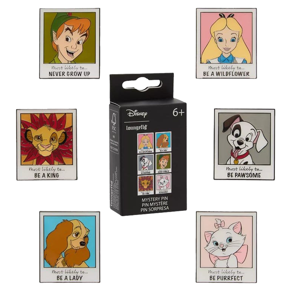 DISNEY CLASSICS YEAR BOOK PORTRAIT LOUNGEFLY MYSTERY PINS