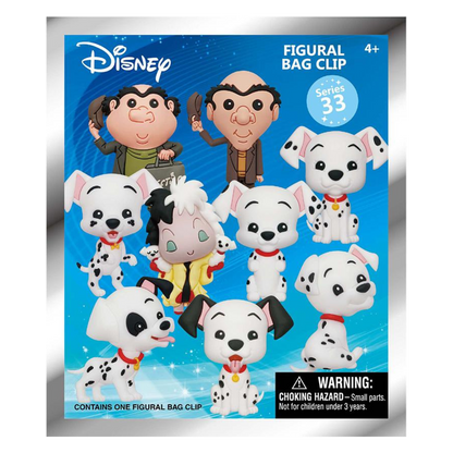 Disney figurine bag clip packaging with characters on a blue background