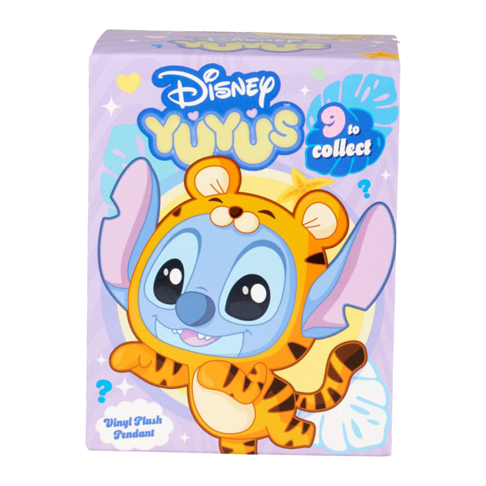 Disney YUYS packaging with Stitch in a tiger costume on a purple background