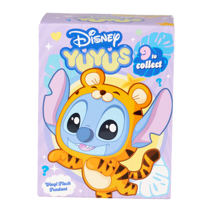 Disney YUYS packaging with Stitch in a tiger costume on a purple background